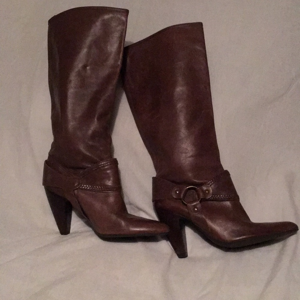 Brown leather boots